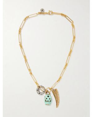 Maison Mayle Long Links Combo-Plated, Enamel And Crystal Necklace - Natural