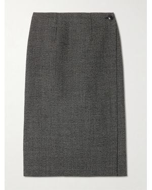 Marie Adam-Leenaerdt Reversible Houndstooth Tweed And Wool-Twill Midi Wrap Skirt - Grey