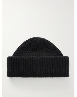 Yves Salomon Ribbed Wool And Cashmere-Blend Beanie - Black