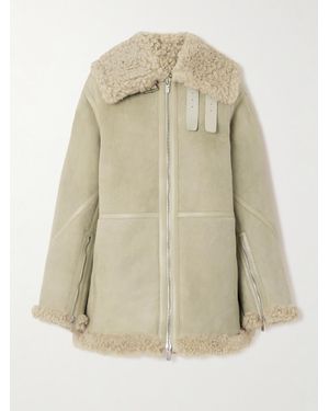 Burberry Mantel Aus Shearling Mit Lederbesätzen - Natur