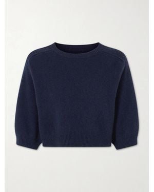 KHAITE Lorelai Cropped Wool And Cashmere-Blend Jumper - Blue