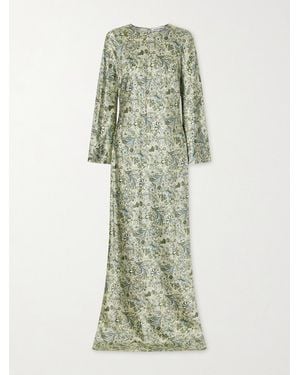 Veronica Beard Gemma Printed Silk-Blend Satin Maxi Dress - Green