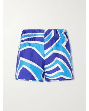 PUCCI Printed Silk-Twill Shorts - Blue