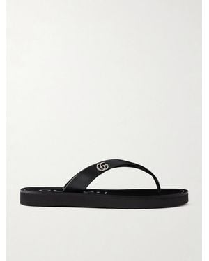 Gucci Embellished Leather Sandals - Black