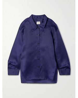 Khaite Herschel Oversized Silk-Organza Shirt - Blue