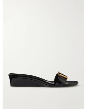 KHAITE Manhattan Buckled Leather Sandals - Black