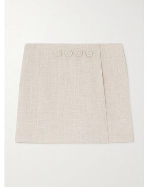 D'Estree Jean Embellished Woven Mini Skort - Natural
