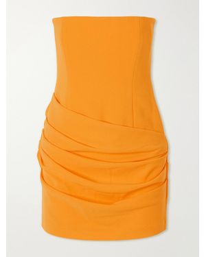 Alex Perry Strapless Draped Crepe Mini Dress - Orange