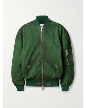 Halfboy Oversized-Bomberjacke Aus Veloursleder - Grün
