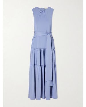 Altuzarra Liza Belted Tiered Gathered Jersey Maxi Dress - Blue