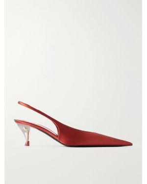 Saint Laurent Fanny 55 Crepe-Satin Slingback Court Shoes - Pink