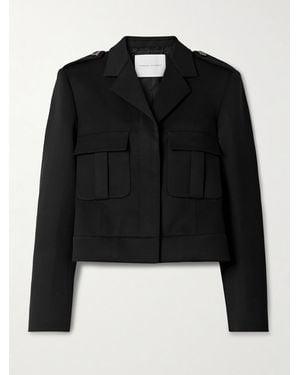 Veronica de Piante Birdie Cropped Wool-Blend Twill Jacket - Black