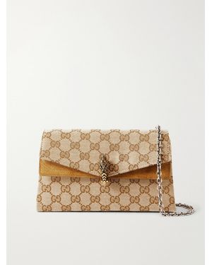 Gucci Dionysus Leather-Trimmed Canvas-Jacquard Shoulder Bag - Natural