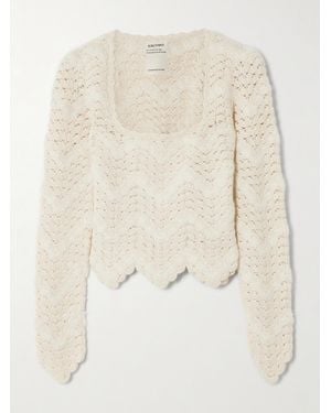 Escvdo Brisa Scalloped Crocheted Alpaca Top - Natural