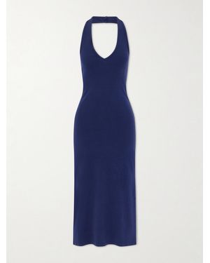 Nili Lotan Stevie Cotton-Jersey Halterneck Midi Dress - Blue