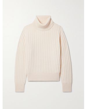 Lafayette 148 New York Ribbed Cashmere Turtleneck Jumper - Natural
