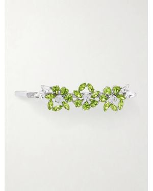 Simone Rocha Heartbloom Silberfarbene Haarspange Mit Kristallen - Grün