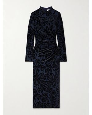Sea Alia Devoré-Velvet Midi Dress - Blue