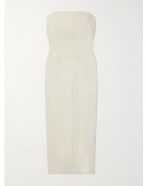 Cortana Strapless Cotton-Blend Canvas Midi Dress - White