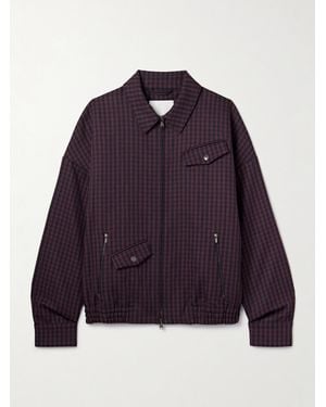 Tibi Jules Gingham Wool Bomber Jacket - Purple