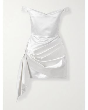 Alex Perry Mini-Robe En Coton Et Soie Mélangés À Drapés - Blanc