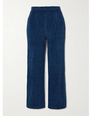 Suzie Kondi Fili Kick Cropped Cotton-Blend Terry Flared Trousers - Blue