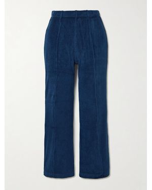 Suzie Kondi Fili Kick Cropped Cotton-Blend Terry Flared Pants - Blue