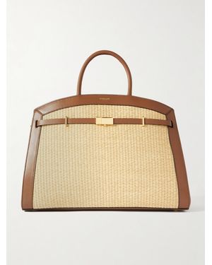 DeMellier London The Hudson Leather-Trimmed Raffia Tote - Natural