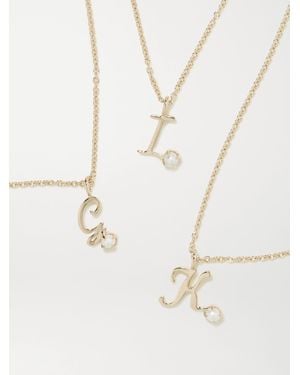 STONE AND STRAND Initial 9-Karat Pearl Necklace - Metallic