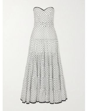 Charo Ruiz Jimena Belted Tiered Polka-Dot Cotton-Blend Voile Maxi Dress - White