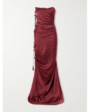 Marmar Halim Robe Aus Satin Mit Raffungen Und Verzierungen - Rot