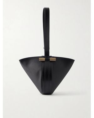 Victoria Beckham Portofina Dia Leather-Trimmed Satin Clutch - Black