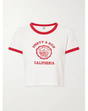 Sporty & Rich Printed Cotton-Jersey T-Shirt - Pink