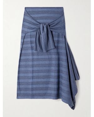 Our Legacy Sash Wandelbarer Asymmetrischer Midirock Aus Gestreiftem Jersey Aus Einer Baumwollmischung Mit Detail Zum Binden - Blau
