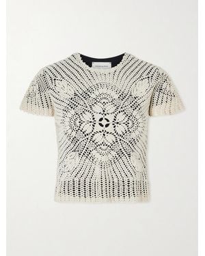 Magda Butrym Layered Jersey And Crocheted Cotton Top - Natural