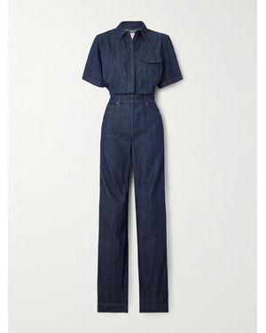 Rivet Utility Girlfriend Denim Jumpsuit - Blue