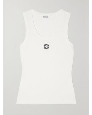 Loewe Anagram-Embroidered Stretch-Cotton Tank Top - White