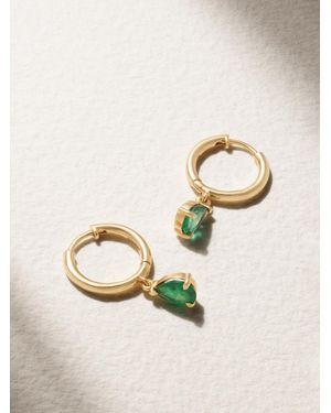 House of Meraki Maria 18-Karat Emerald Hoop Earrings - Natural