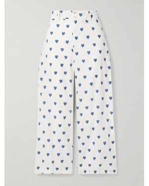 Alix Of Bohemia Scout Printed Cotton Straight-Leg Trousers - White