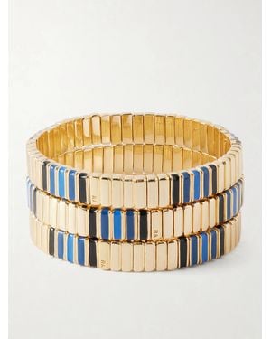Roxanne Assoulin Very Well Done Snaked Set Of Three-Tone And Enamel Bracelets - Metallic