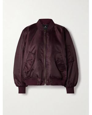Anine Bing Leon Satin Bomber Jacket - Purple