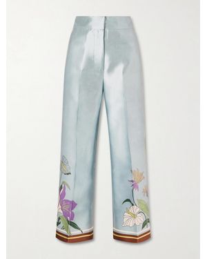 ALÉMAIS Alfie Floral-Print Recycled Taffeta Wide-Leg Trousers - Blue