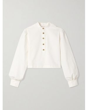 Altuzarra Margot Cropped Cotton-Blend Poplin Top - White