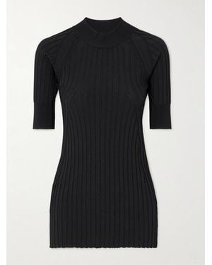 High Sport Pj Ribbed-Knit Top - Black