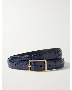 Anderson's Croc-Effect Leather Belt - Blue