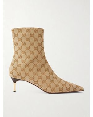 Gucci Ankle Boots Aus Canvas Mit Jacquard-Muster - Natur