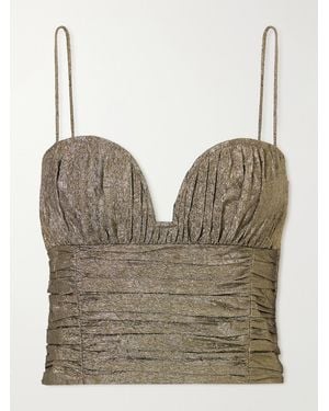 Ulla Johnson Vina Cropped Metallic Taffeta Tank - Grey