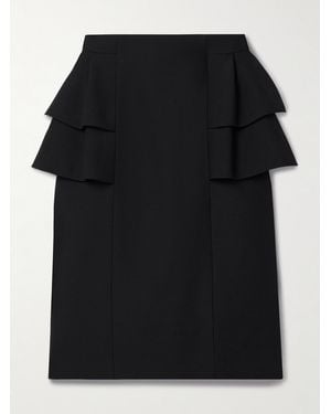 Valentino Garavani Ruffled Wool And Silk-Blend Crepe Midi Skirt - Black