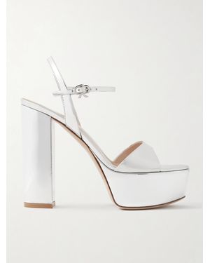 Gianvito Rossi Marlena 85 Mirrored-Leather Platform Sandals - Natural