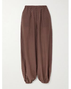 Posse Evie Polka-Dot Tencel Lyocell Tapered Pants - Brown